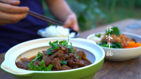 用邻居家的大蒜,揍菜就是好吃,捞拌菜配牛腩,人间美味